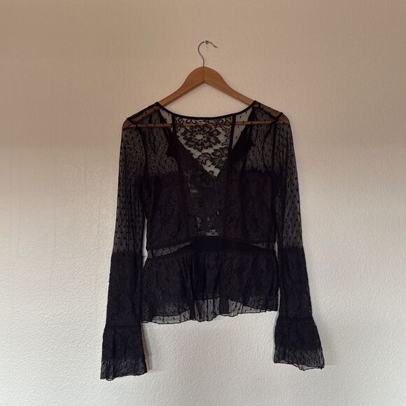 Free people black lace top - Picture 2 of 4